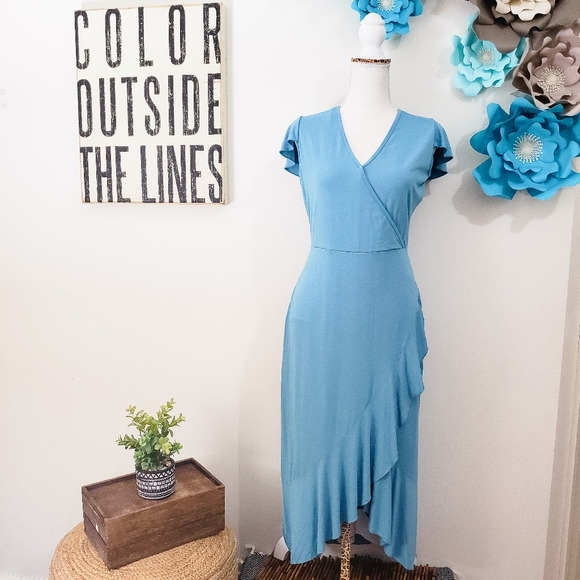 ⭐HP⭐ JUICY COUTURE DRESS BABY BLUE RUFFLE HIGH LOW - Picture 2 of 12